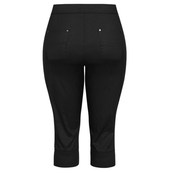 ISOLDE Roth Black Wide Cuff Crop Pant Size 24W NWT (Q02.5) - Picture 3 of 5